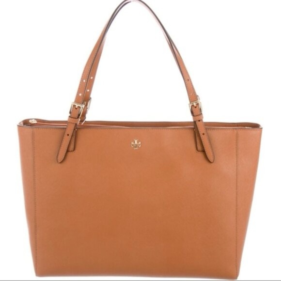Tory Burch Handbags - Tory Burch Mini Robinson Brown Leather Tote Bag